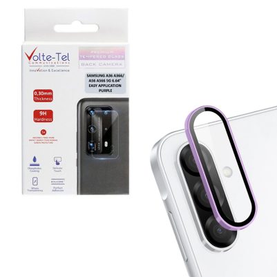 VOLTE-TEL CAMERA GLASS COVER SAMSUNG A36 A366/A56 A566 5G 6.64" 9H 0.33MM EASY APPLICATION PURPLE