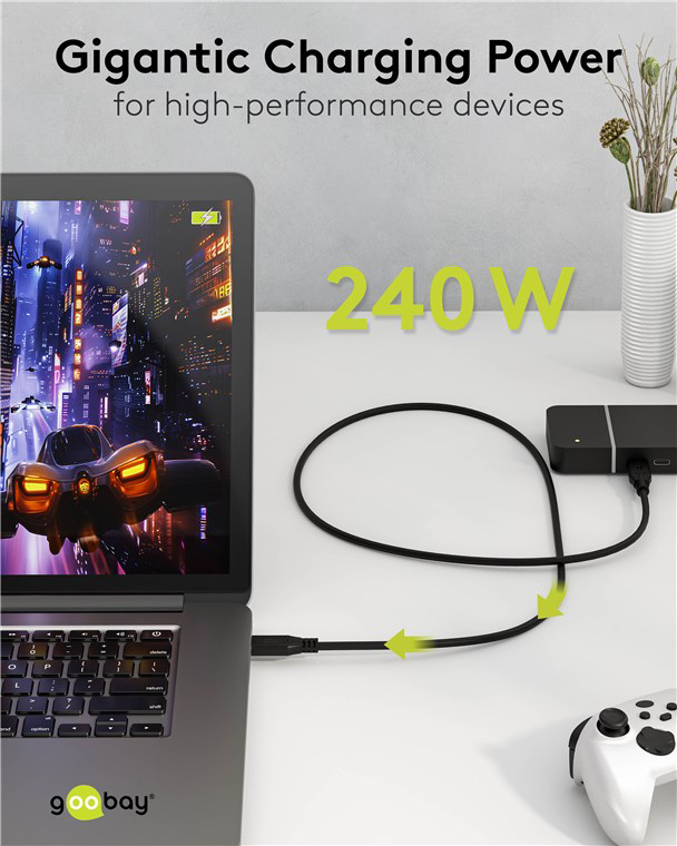 GOOBAY καλώδιο USB-C 74183, USB4, 240W, 40Gbps, 8K/60Hz, 1m, μαύρο - Image 2