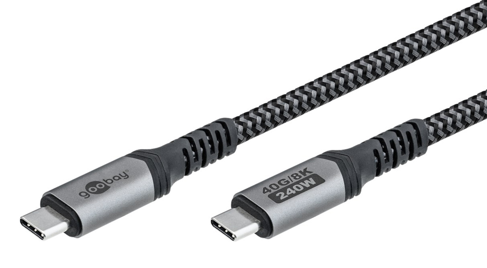 GOOBAY καλώδιο USB-C 74212, USB4, 240W, 40Gbps, 8K/60Hz, 1.5m, γκρι