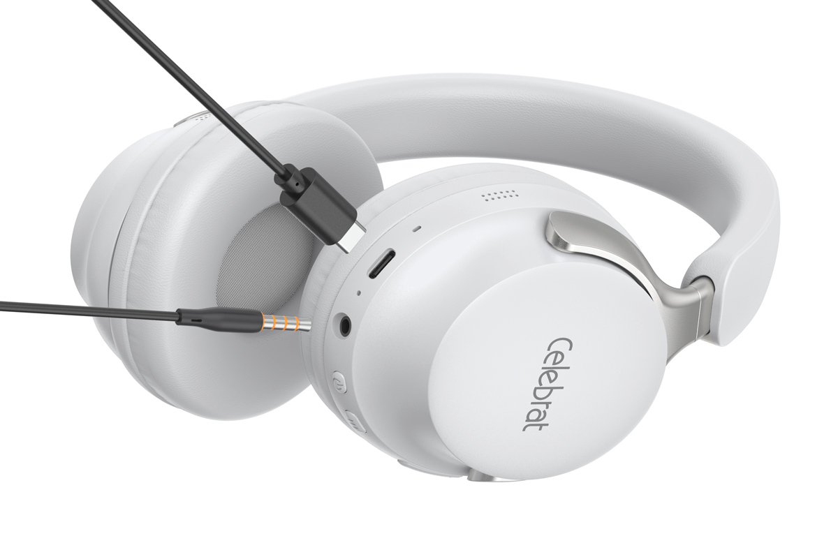 CELEBRAT headphones A40, ασύρματα & ενσύρματα, 40mm, 250mAh, λευκά - Image 2