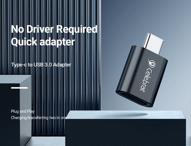 CELEBRAT αντάπτορας USB-C σε USB 3.0 CA-04, 5Gbps, μαύρος - Image 2