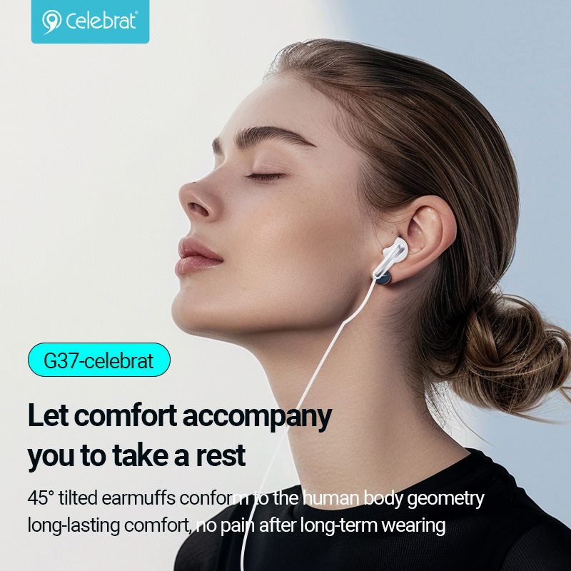 CELEBRAT earphones με μικρόφωνο G37, USB-C σύνδεση, 14.2mm, 1.2m, μαύρα - Image 2