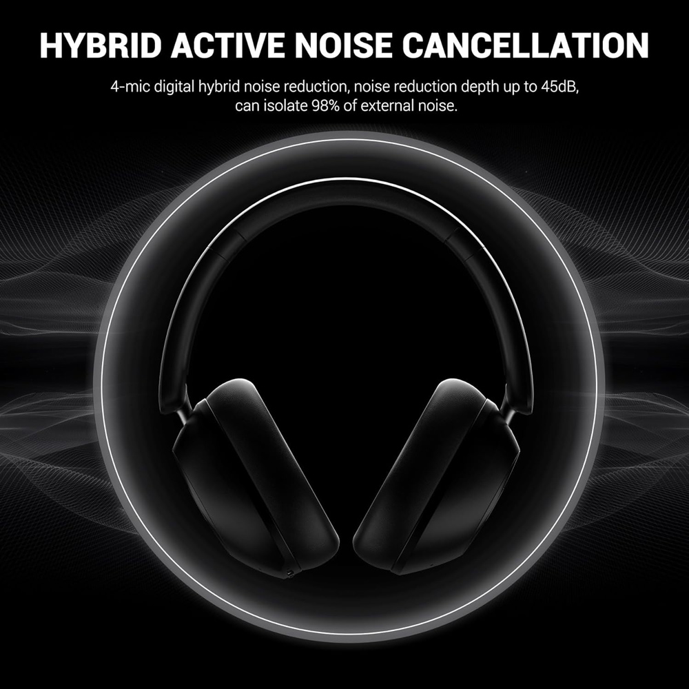 ONEODIO headphones Focus A5, ενσύρματα & ασύρματα, Hybrid ANC, 40mm, 600mAh, μαύρο - Image 3