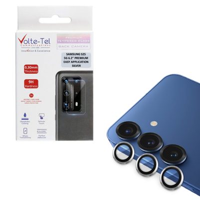 VOLTE-TEL CAMERA GLASS COVER SAMSUNG S25 5G 6.2" 9H 0.33MM PREMIUM EASY APPLICATION SILVER