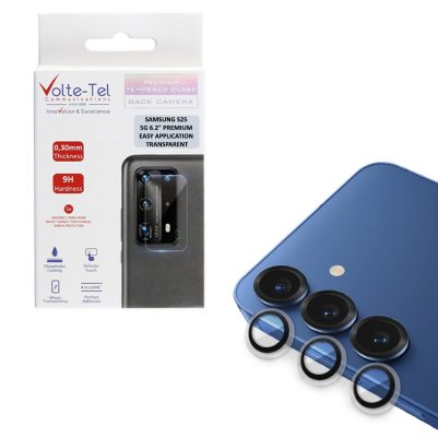 VOLTE-TEL CAMERA GLASS COVER SAMSUNG S25 5G 6.2" 9H 0.33MM PREMIUM EASY APPLICATION TRANSPARENT