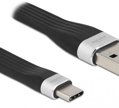 DELOCK καλώδιο USB 3.2 σε USB-C 85771, 3A, 5Gbps, FPC, 13.5cm, μαύρο