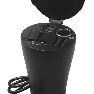 POWERTECH inverter αυτοκινήτου PTL-022, 150W, 12V DC σε 220V AC, με USB/USB-C