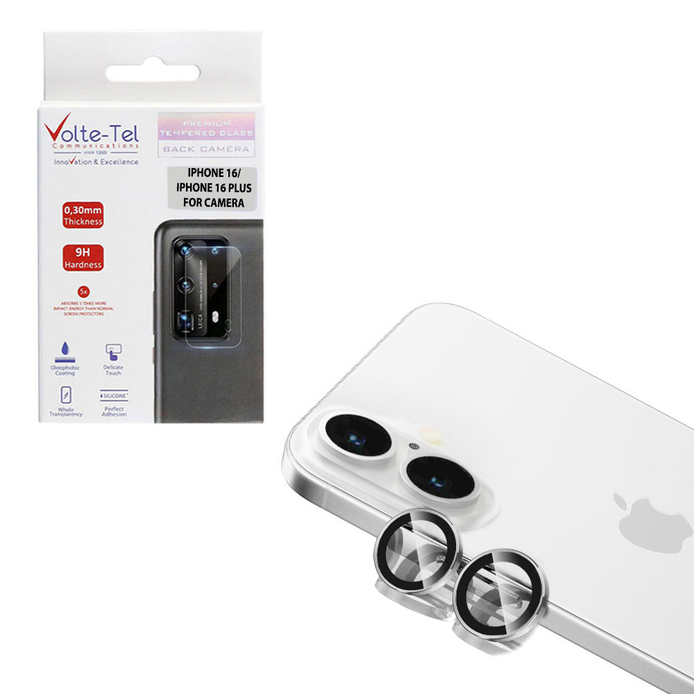 VOLTE-TEL CAMERA GLASS COVER IPHONE 16 / 16 PLUS 9H 0.30MM PREMIUM EASY APPLICATION ICE SILVER