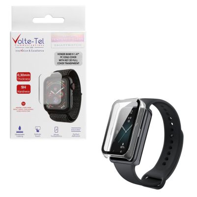 VOLTE-TEL TEMPERED GLASS HONOR BAND 9 1.47" 9H 0.30mm PC EDGE COVER WITH KEY 3D FULL GLUE FULL COVER TRANSPARENT