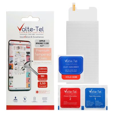VOLTE-TEL TEMPERED GLASS IPHONE 11/XR 6.1" 9H 0.30mm 2.5D FULL GLUE OPEN NOTCH