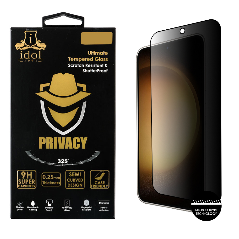 IDOL 1991 TEMPERED GLASS SAMSUNG S23 PLUS 5G S916 6.6" 9H 0.25mm PRIVACY ANTISPY SEMI CURVED FULL GLUE BLACK