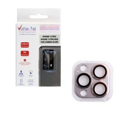 VOLTE-TEL CAMERA GLASS COVER IPHONE 13 PRO 6.1"/IPHONE 13 PRO MAX 6.7" 9H 0.30MM 3D ALUMINIUM-ELECTROPLATING FRAME SILVER