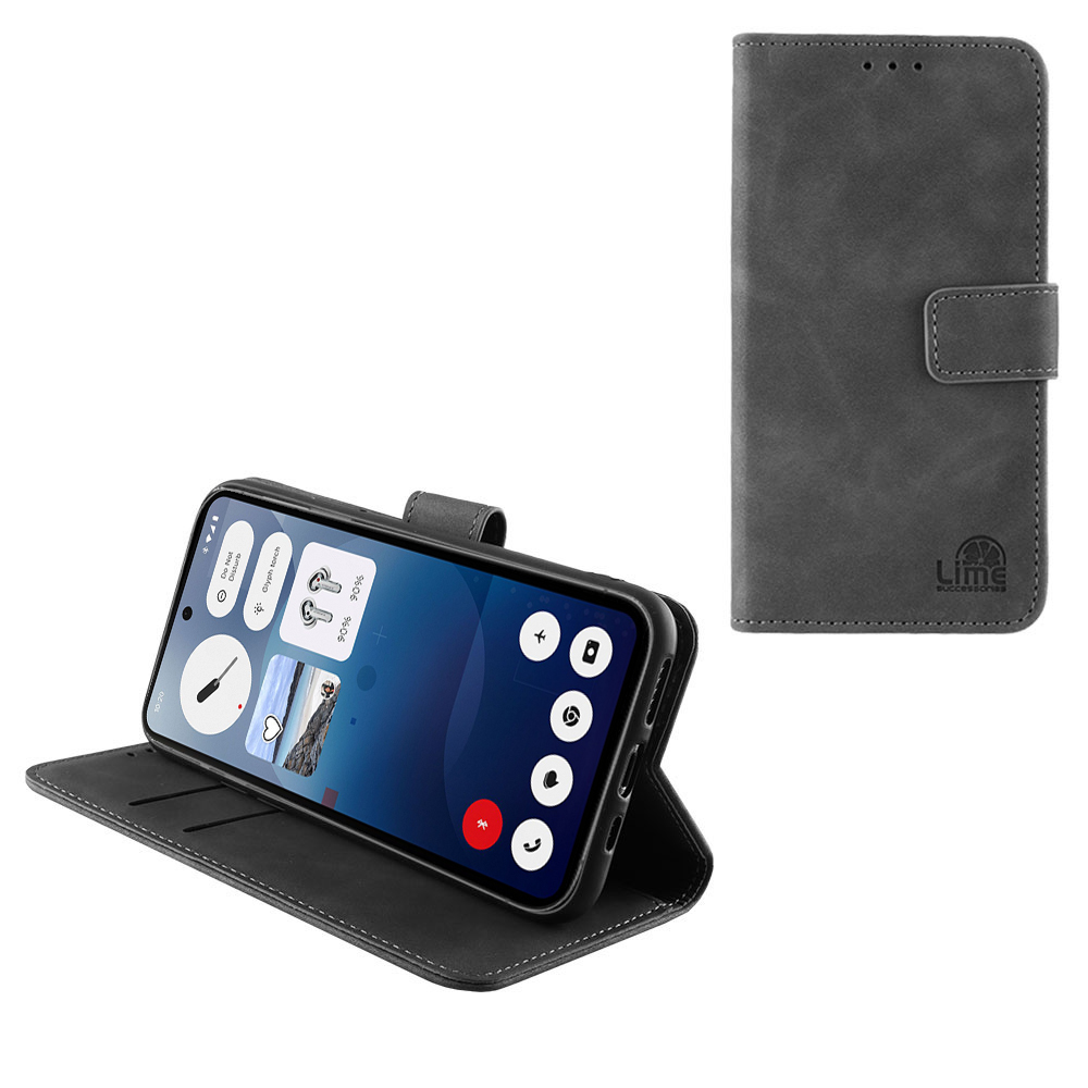 LIME ΘΗΚΗ NOTHING PHONE 3a 5G 6.77" ESSENTIAL MAGNET BOOK STAND CLIP GREY