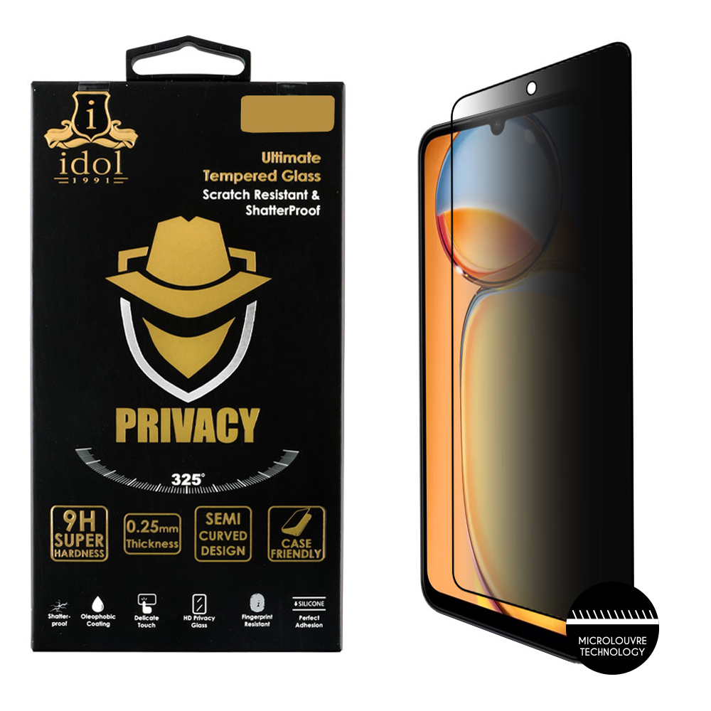 IDOL 1991 TEMPERED GLASS XIAOMI REDMI NOTE 13 4G 6.67" 9H 0.25mm PRIVACY ANTISPY SEMI CURVED FULL GLUE BLACK