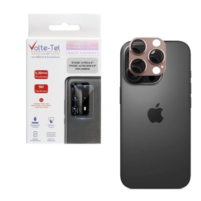 VOLTE-TEL CAMERA GLASS COVER IPHONE 16 PRO 6.3"/IPHONE 16 PRO MAX 6.9" 9H 0.30MM 3D AR ALUMINIUM-ELECTROPLATING FRAME BROWN