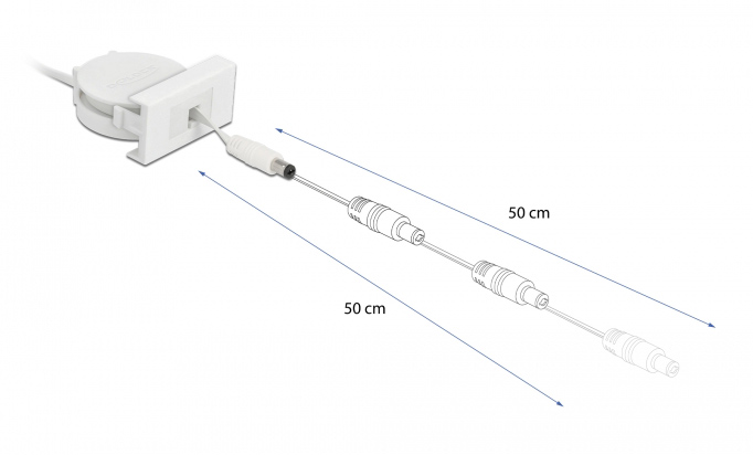 DELOCK module καλώδιο τροφοδοσίας Easy 45 81377, ανασυρόμενο 50cm, λευκό - Image 2