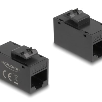 DELOCK Keystone module RJ45 90638, θηλυκό σε θηλυκό, Cat 6A UTP, μαύρο