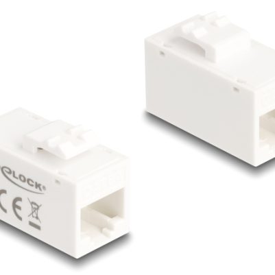 DELOCK Keystone module RJ45 90639, θηλυκό σε θηλυκό, Cat 6A UTP, λευκό