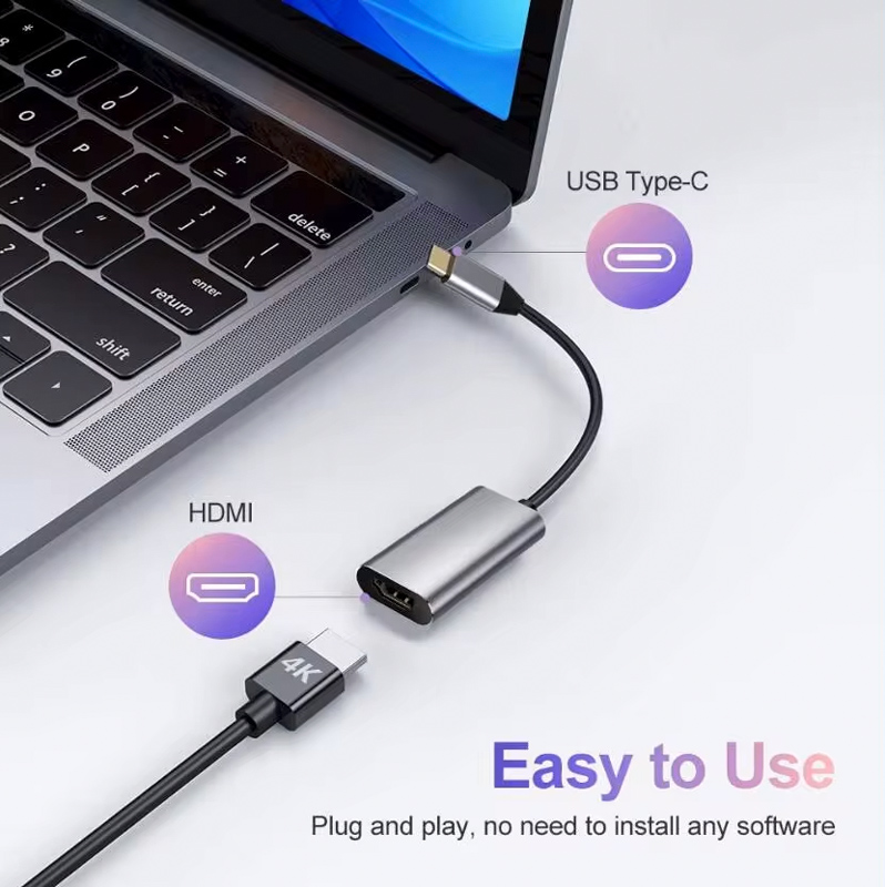 POWERTECH αντάπτορας USB-C σε HDMI CAB-UC086, 4K/60Hz, γκρι - Image 2
