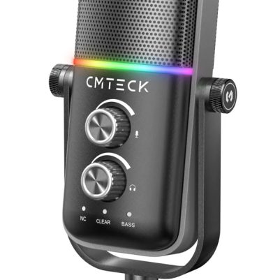 CMTECK επιτραπέζιο μικρόφωνο XM600, omnidirectional/καρδιοειδές, USB, RGB LED, μαύρο