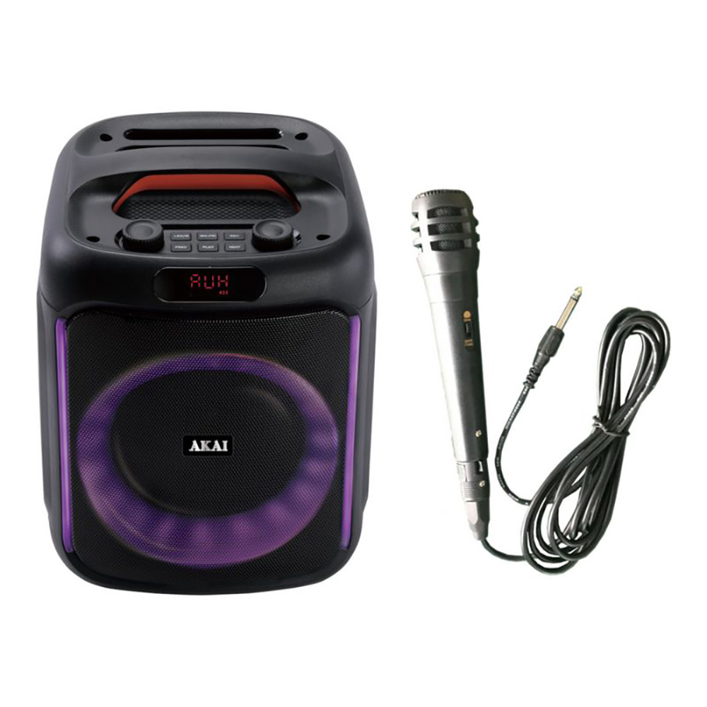AKAI ABTS-V20 PARTY SPEAKER ΦΟΡΗΤΟ ΗΧΕΙΟ BLUETOOTH ΜΕ LED, USB, TF, FM, AUX-IN ΚΑΙ ΜΙΚΡΟΦΩΝΟ 20W RMS ΓΙΑ ΚΑΡΑΟΚΕ