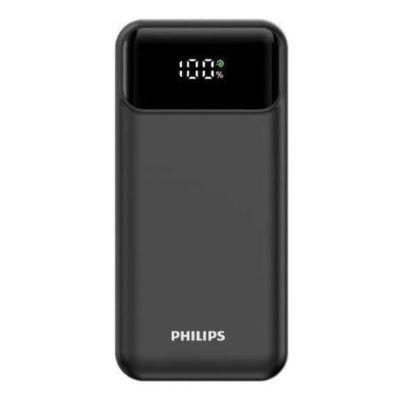 PHILIPS POWER POWER BANK DLP1922CB 10000mAh OUTPUT USB-C 5V-3A/USB-A 5V-2A ΜΕ ΕΝΣΩΜΑΤΩΜΕΝΑ ΚΑΛΩΔΙΑ USB-C,USB-A & LIGHTNING BLACK