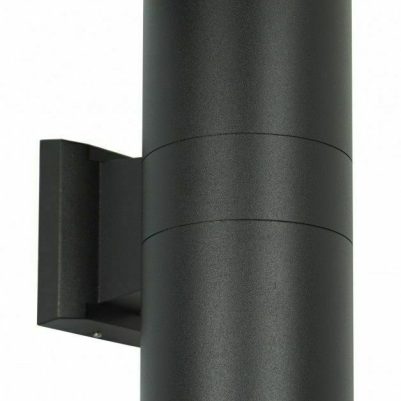 POWERTECH φωτιστικό τοίχου HLL-0190 για 2x GU10 λάμπες, μεταλλικό, IP65, μαύρο