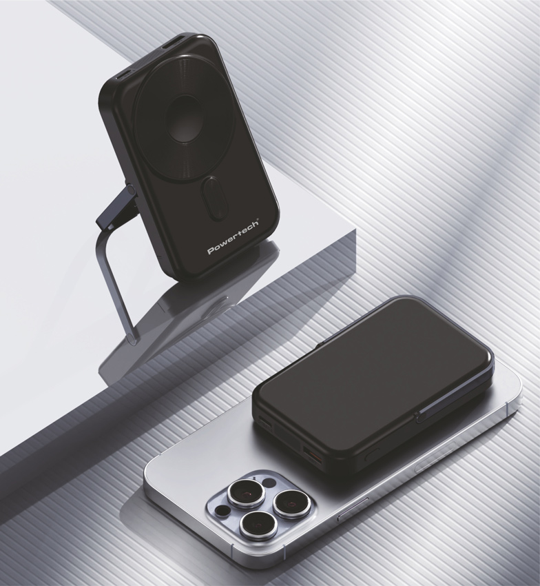 POWERTECH power bank με οθόνη PT-1416, 10000mah, magnetic wireless, 22.5W, μαύρο - Image 2
