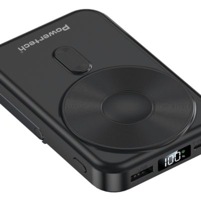 POWERTECH power bank με οθόνη PT-1416, 10000mah, magnetic wireless, 22.5W, μαύρο