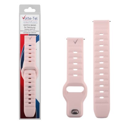 VOLTE-TEL ΛΟΥΡΑΚΙ ΡΟΛΟΓΙΟΥ ΣΙΛΙΚΟΝΗΣ RUGGED SPORT UNIVERSAL 20mm (SAMSUNG WATCH 6/5/4) PINK VT116