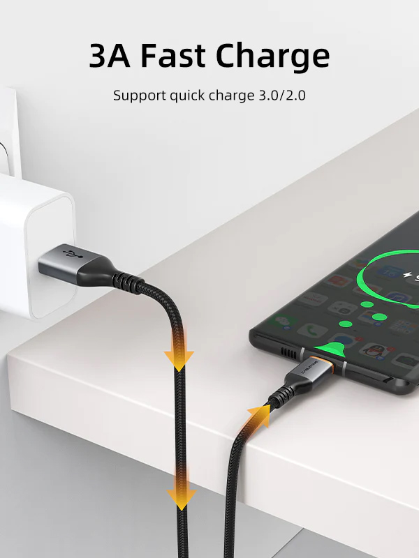 CABLETIME καλώδιο USB σε USB-C CT-AMCM3A, 3A, 2m, μαύρο - Image 2
