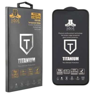IDOL 1991 TEMPERED GLASS XIAOMI REDMI NOTE 13 PRO 4G 6.67" 9H 0.25mm TITANIUM SEMI CURVED FULL GLUE BLACK