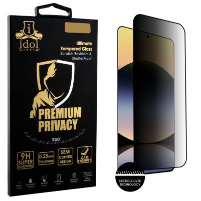 IDOL 1991 TEMPERED GLASS XIAOMI REDMI NOTE 14 4G 6.67" 9H 0.25mm PREMIUM PRIVACY ANTISPY SEMI CURVED FULL GLUE BLACK