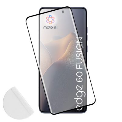 IDOL 1991 TEMPERED GLASS MOTOROLA EDGE 60 FUSION 5G 6.67" 9H 0.30mm 3D FULL GLUE SEMI CURVED FINGER UNLOCK BLACK + SQUEEZY CARD