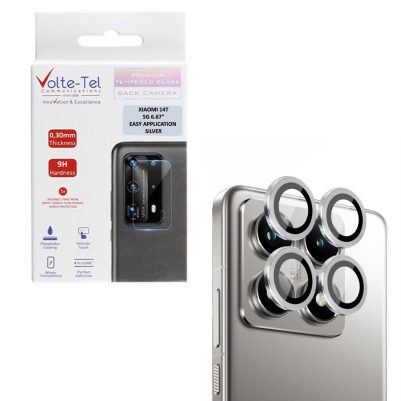 VOLTE-TEL CAMERA GLASS COVER XIAOMI 14T 5G 6.67" 9H 0.33MM EASY APPLICATION SILVER