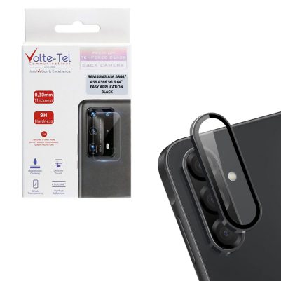 VOLTE-TEL CAMERA GLASS COVER SAMSUNG A26 A266/A36 A366/A56 A566 5G 6.7" 9H 0.33MM EASY APPLICATION BLACK