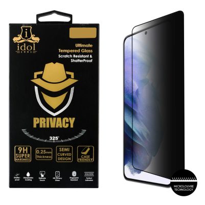 IDOL 1991 TEMPERED GLASS SAMSUNG S21 5G G991 6.2" 9H 0.25mm PRIVACY ANTISPY SEMI CURVED FULL GLUE FINGER UNLOCK BLACK