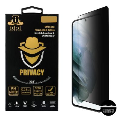 IDOL 1991 TEMPERED GLASS SAMSUNG S21 PLUS 5G G996 6.7" 9H 0.25mm PRIVACY ANTISPY SEMI CURVED FULL GLUE FINGER UNLOCK BLACK