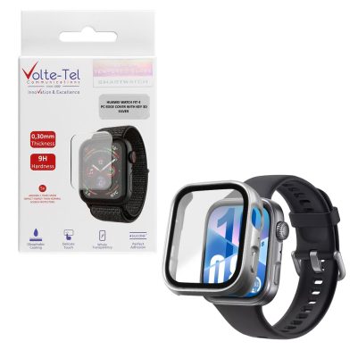 VOLTE-TEL TEMPERED GLASS HUAWEI WATCH FIT 4 1.82" 9H 0.30mm PC EDGE COVER WITH KEY 3D FULL GLUE FULL COVER SILVER