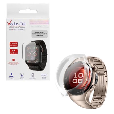 VOLTE-TEL TEMPERED GLASS HUAWEI WATCH 5 42mm 1.38" 9H 0.30mm PC EDGE COVER WITH KEY 3D FULL GLUE FULL COVER TRANSPARENT