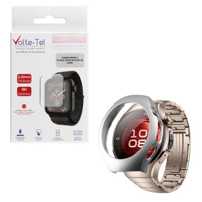 VOLTE-TEL TEMPERED GLASS HUAWEI WATCH 5 46mm 1.5" 9H 0.30mm PC EDGE COVER WITH KEY 3D FULL GLUE FULL COVER SILVER