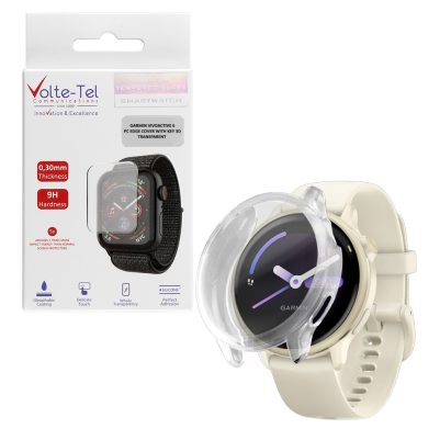 VOLTE-TEL TEMPERED GLASS GARMIN VIVOACTIVE 6 1.2" 9H 0.30mm PC EDGE COVER WITH KEY 3D FULL GLUE FULL COVER TRANSPARENT