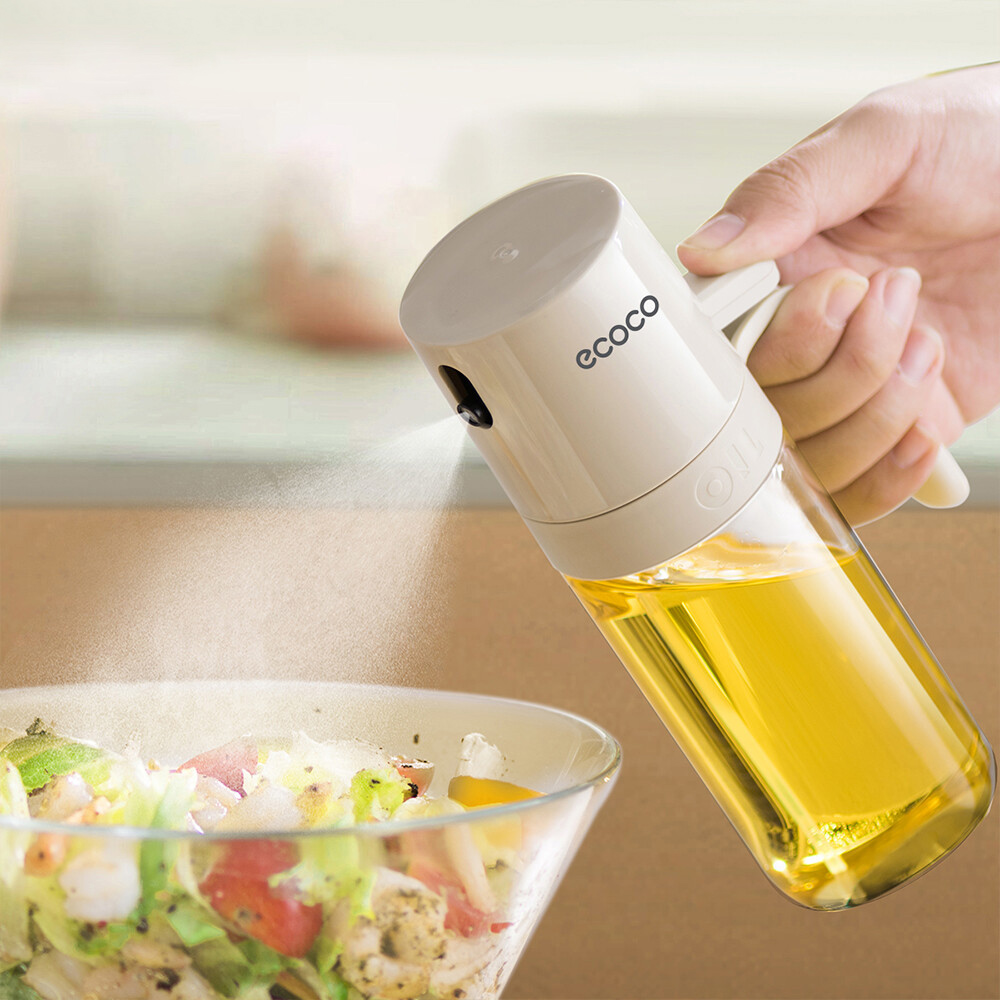 ECOCO γυάλινο δοχείο λαδιού E24235 με ψεκαστήρα, 250ml, γκρι - Image 2