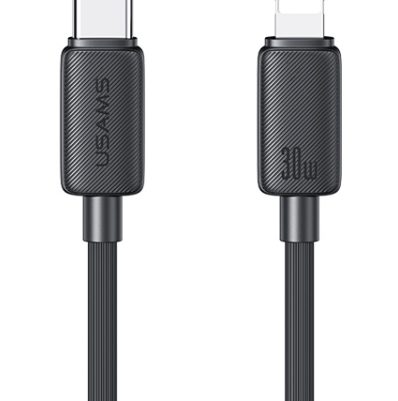 USAMS καλώδιο Lightning σε USB-C US-SJ692, 30W, 480Mbps, 1m, μαύρο