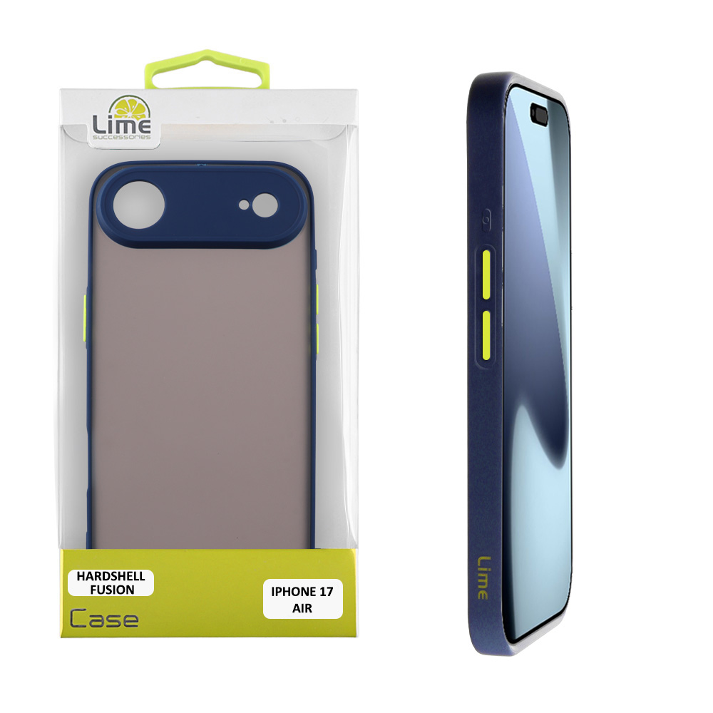 LIME ΘΗΚΗ IPHONE 17 AIR 6.9" HARDSHELL FUSION FULL CAMERA PROTECTION BLUE WITH YELLOW KEYS