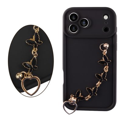VOLTE-TEL ΘΗΚΗ IPHONE 17 PRO MAX 6.9" SILICON TPU WITH STRAP FULL CAMERA PROTECTION BLACK WITH BLACK BUTTERFLIES