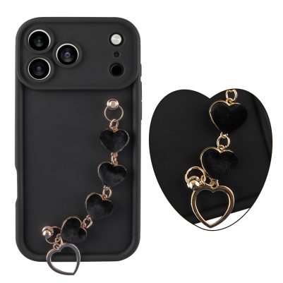 VOLTE-TEL ΘΗΚΗ IPHONE 17 PRO MAX 6.9" SILICON TPU WITH STRAP FULL CAMERA PROTECTION BLACK WITH BLACK HEARTS