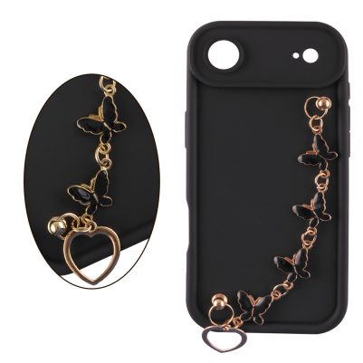 VOLTE-TEL ΘΗΚΗ IPHONE 17 AIR 6.9" SILICON TPU WITH STRAP FULL CAMERA PROTECTION BLACK WITH BLACK BUTTERFLIES