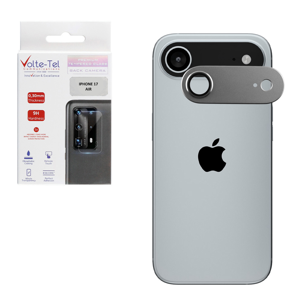 VOLTE-TEL CAMERA GLASS COVER IPHONE 17 AIR 6.9" 9H 0.30MM 3D AR ALUMINIUM-ELECTROPLATING FRAME SILVER