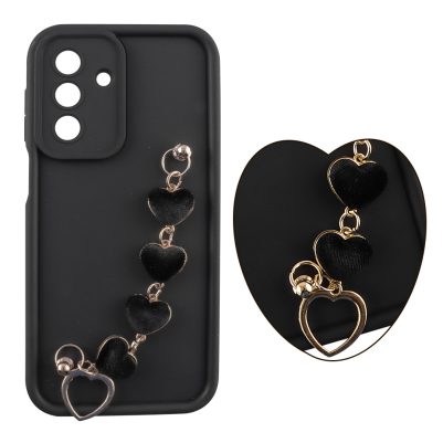 VOLTE-TEL ΘΗΚΗ SAMSUNG A17 4G A175/A17 5G A176 6.74" SILICON TPU WITH STRAP FULL CAMERA PROTECTION BLACK WITH BLACK HEARTS